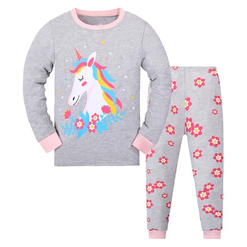 MIXIDON Mädchen Schlafanzu Baumwolle Kinder Langarm Pyjama 98 104 110 116 122 128 134 140 146 von MIXIDON