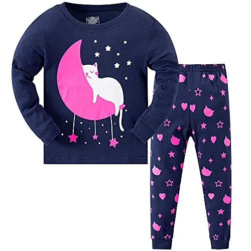 MIXIDON Mädchen Schlafanzu Baumwolle Kinder Langarm Pyjama 98 104 110 116 122 128 134 140 146 von MIXIDON