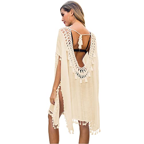 MIXIDON Bikini Cover Up Strandkleider Sommer Strandponcho Pareos & Strandkleider für Damen V-Ausschnitt Rückenfrei Sexy Oversize von MIXIDON