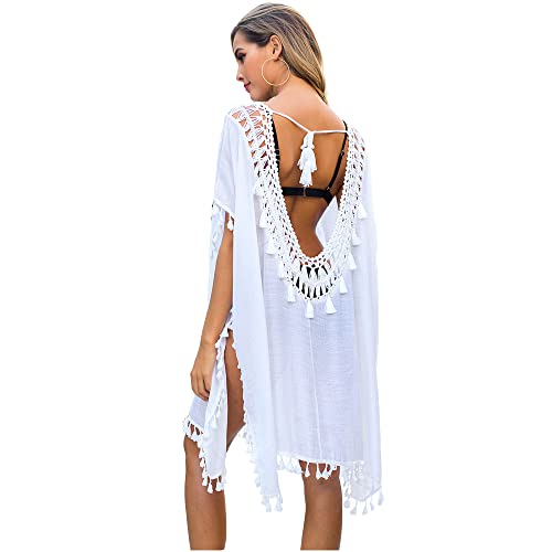 MIXIDON Bikini Cover Up Strandkleid Strandkleid Damen Strandkleider Damen Sommer Strandponcho Sommer Strandkleidung Pareos & Strandkleider für Damen V-Ausschnitt Rückenfrei Sexy Oversize von MIXIDON