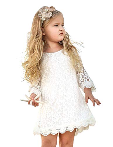 Mädchen Kleid Kinder Kleider Baumwolle Einfarbig Weihnachten Langarmkleid A-Linie Freizeitkleid Festlich Prinzessin Herbst Winter Swing Kleid von MIXIDON