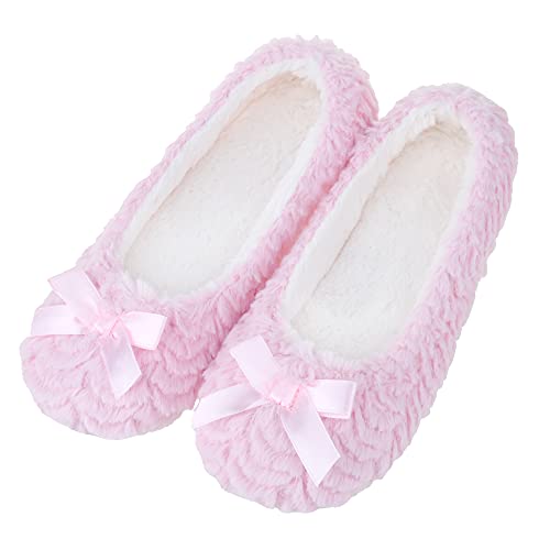 MIXIN Hausschuhe Damen Warm Weiche Pantoffel Home Ballerina Slippers für Drinnen Rosa EU 38 von MIXIN