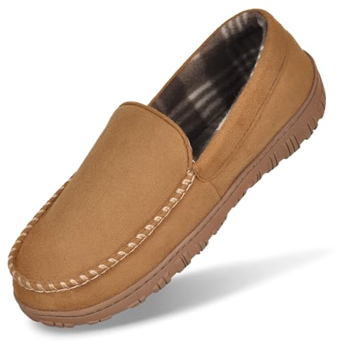 MIXIN Herren Mokassins Hausschuhe für Männer Memory Foam Slip On Schuhe für Innen & Außen Beige 43 von MIXIN