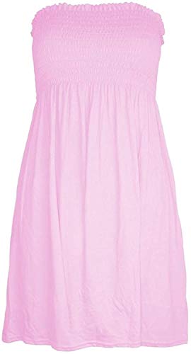 Damen-Strandkleid, trägerlos, einfarbig, für den Sommer, Freizeitkleidung, Mini-Strandvertuschung, babyrosa, X-Large von MIXLOT