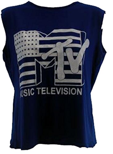 Dames MTV Music Television afdrukken zonder mouwen gewas top vrouwen bijgesneden t-Shirt 8 tot 14 (S/M 8-10, königsblau) von MIXLOT