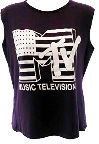 Dames MTV Music Television afdrukken zonder mouwen gewas top vrouwen bijgesneden t-Shirt 8 tot 14 (S/M 8-10, lila) von MIXLOT
