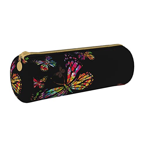 MIXMEY Federmäppchen, Schmetterlings-Design, Leder, Federmäppchen und Kosmetiktasche, Schreibwaren-Tasche, weiß, Einheitsgröße, Kosmetikkoffer von MIXMEY