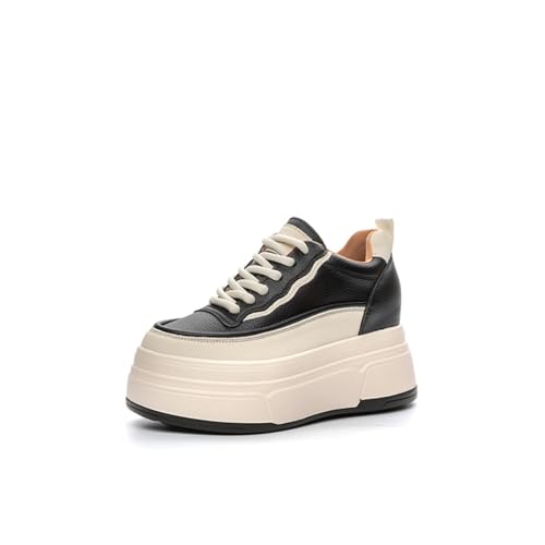 MIXSEN Damen Sneaker mit Keilabsatz Sportschuhe Turnschuhe mit Dicken Sohlen 9cm Wedges Leichte Plateau Sneaker Walking Schuhe(19 Schwarz,37EU) von MIXSEN