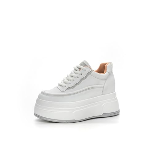 MIXSEN Damen Sneaker mit Keilabsatz Sportschuhe Turnschuhe mit Dicken Sohlen 9cm Wedges Leichte Plateau Sneaker Walking Schuhe(19 Weiß,39EU) von MIXSEN