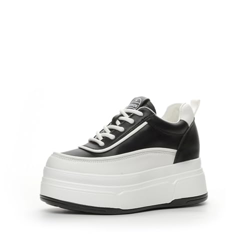 MIXSEN Damen Sneaker mit Keilabsatz Sportschuhe Turnschuhe mit Dicken Sohlen 9cm Wedges Leichte Plateau Sneaker Walking Schuhe(27 Schwarz,38EU) von MIXSEN