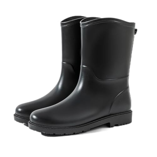 MIXSEN Gummistiefel Damen Gefüttert Wasserdicht Gummistiefel Halbhohe Halbhohe rutschfeste Regenstiefel Regenschuhe Stiefeletten Gartenschuhe Gummistiefeletten(Halbhohe Schwarz,39EU) von MIXSEN