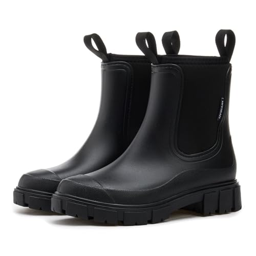 MIXSEN Gummistiefel Damen Wasserdicht Halbhohe Regenstiefel Stiefeletten Gartenschuhe Gummistiefeletten Anti-Rutsch Regenschuhe Ankle Boots(12 Schwarz,39EU) von MIXSEN