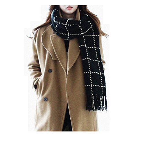 Miya® modische Damen Herbst/Winter lange Strickschal, Oversized Grobstrick Schal, super weich und hochwertige Umhang, (Schwarz-Gitter) von Miya