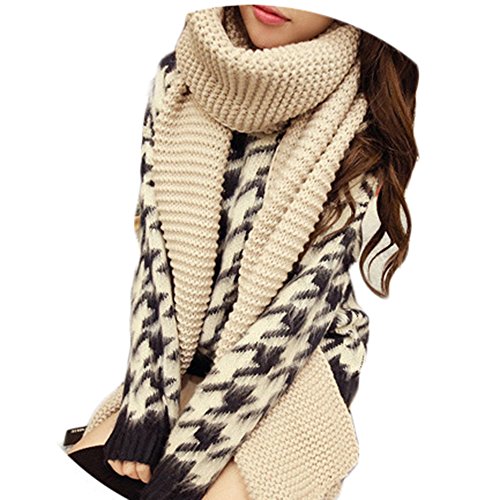 Miya® modische Damen Herbst/Winter lange Strickschal, Oversized Grobstrick Schal, super weich und hochwertige Umhang, (beige) von Miya