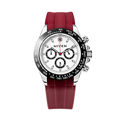 MIYEN MUNICH Voyager Herren Uhr - Chronograph mit Miyota Quarz Präzisionslaufwerk Saphirglas & Tachymeter Funktion – Silber Uhr Herren (Schwarz/Rot) MIYEN MUNICH Voyager Herren Uhr - Chronograph mit Miyota Quarz Präzisionslaufwerk Saphirglas & Tachymeter Funktion – Silber Uhr Herren (Schwarz/Rot) von MIYEN MUNICH