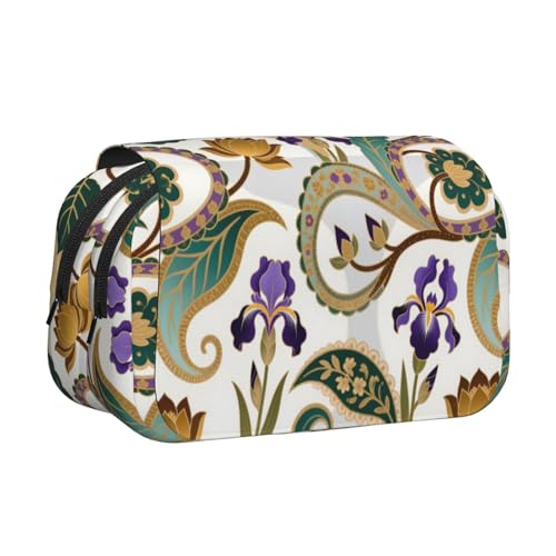 MIYMIYN Federmäppchen mit doppelter Klappe, recycelbares Oxford-Gewebe, modische Kunstdrucke, für 50 Stifte, Schul- und Künstlerbedarf, Modische Blumen, modisch von MIYMIYN