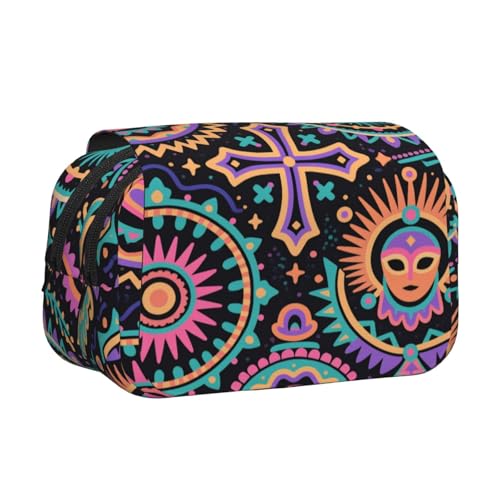 MIYMIYN Federmäppchen mit doppelter Klappe, recycelbares Oxford-Gewebe, modische Kunstdrucke, für 50 Stifte, Schul- und Künstlerbedarf, Modische Drucke, modisch von MIYMIYN