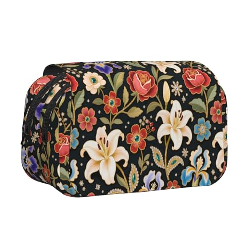 MIYMIYN Federmäppchen mit doppelter Klappe, recycelbares Oxford-Gewebe, modische Kunstdrucke, für 50 Stifte, Schul- und Künstlerbedarf, Modische Drucke H, modisch von MIYMIYN