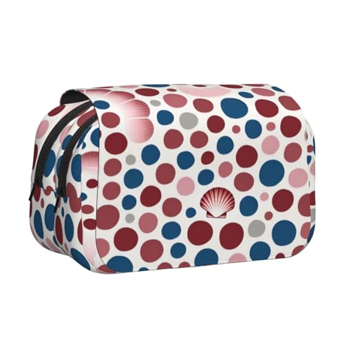 MIYMIYN Federmäppchen mit doppelter Klappe, recycelbares Oxford-Gewebe, modische Kunstdrucke, für 50 Stifte, Schul- und Künstlerbedarf, Polka Dots A, modisch von MIYMIYN