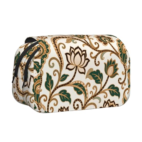 MIYMIYN Federmäppchen mit doppelter Klappe, recycelbares Oxford-Gewebe, modische Kunstdrucke, für 50 Stifte, Schul- und Künstlerbedarf, Retro Blumen, modisch von MIYMIYN