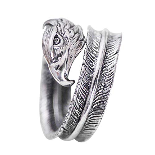 MIYUAN 925 Sterling Silber Vintage Schmuck Indianer Adler Feder Öffnungsring Größe verstellbar für Damen Herren Geschenk MIYUAN 925 Sterling Silber Vintage Schmuck Indianer Adler Feder Öffnungsring Größe verstellbar für Damen Herren Geschenk von MIYUAN