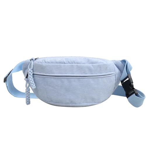 Bauchtasche Cord Umhängetasche Cord Modische Hüfttasche Freizeit Sport Hüfttaschen Crossbody Bag Blau mit Schultergurt Einstellbar Unisex für Damen, Herren von MIYUANGKJ