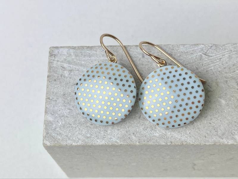Porzellan Ohrhänger/Mint Goldene Punkte Porzellanschmuck Goldschmuck Goldpunkte Porzellan Ohrhänger/Mint Goldene Punkte Porzellanschmuck Goldschmuck Goldpunkte von MIYUporzellanschmuck