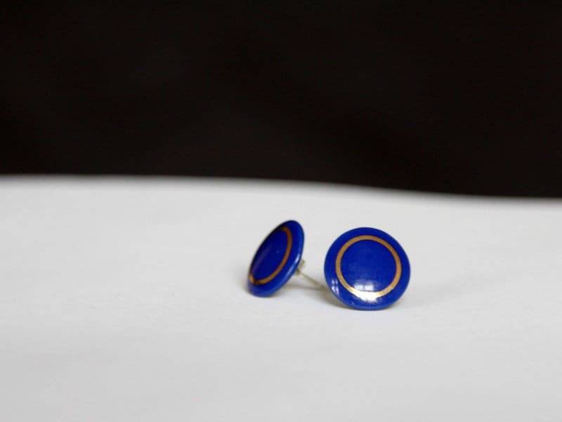 Porzellanohrstecker, Blau Mit Goldenem Kreis Porzellanohrstecker, Blau Mit Goldenem Kreis von MIYUporzellanschmuck