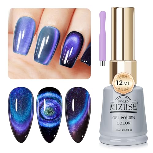 MIZHSE Cat Eye Gel-Nagellack Cateye Magnet UV Nagellack Glitzer 12ml 9D Chamäleon Katzenauge Gel Cateye UV Gel Nail Polish Cat Eye Nagellack mit 1 Magnet DIY Art Maniküre (020) von MIZHSE