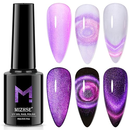 MIZHSE Cat Eye UV Gel Nagellack mit 1 Magnet 9D Cateye UV Gel Katzenaugen Gel Soak Off UV/LED Cateye Magnet Nagellack Glitzer Cat Eye Gel Nail Polish Cat Eye Nagellack Gellack UV Lack 10ml von MIZHSE