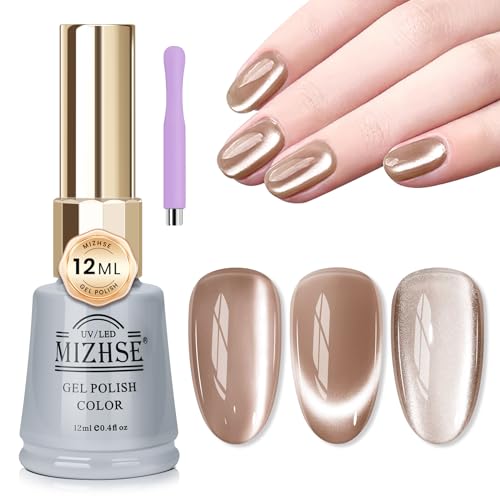 MIZHSE Cat Eye UV Gel Nagellack mit Magnet 12ml Mondlicht Cateye UV Gel Nail Polish Set Cateye Magnet UV Nagellack Glitzer Cat Eye Cel Holografisches UV Gel Nagellack Magnet Nagellack Für DIY-Maniküre von MIZHSE