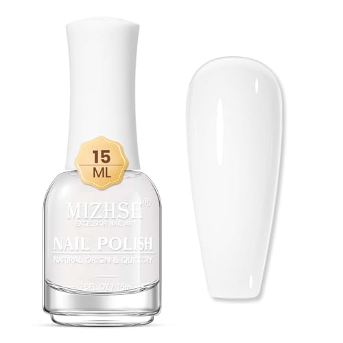 MIZHSE Schnelltrocknender Nagellack Weiß Wasserbassierter Nail Polish Langanhaltende Formel die Schnell Trocknet, 1 x 15 ml von MIZHSE