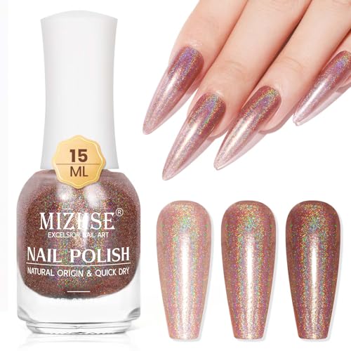 MIZHSE Glitzer Nagellack Holographic Laser Nagellack Schnelltrocknend Laser Nail Polish Regenbogen Shining Glitter Shine Nail Art Long Lasting Nail Polish (003) von MIZHSE