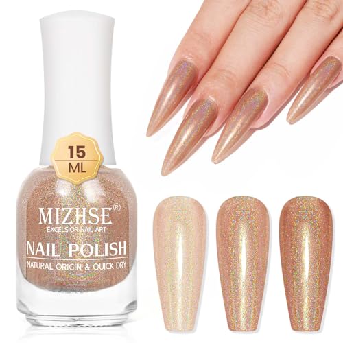 MIZHSE Nail Polish Set Nagellack Set Glitter Nagellack Holographic Nagellack Schnelltrocknend Nail Polish Regenbogen Shining Glitter Shine Nail Art Long Lasting Nagellack Matt 15ml von MIZHSE