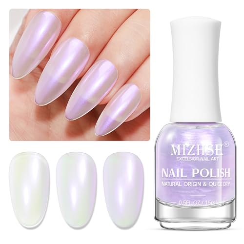 MIZHSE Nagellack Lila Nagellack Glitter Nagellack Schnelltrocknend Wasserbassierter Nagellack Aurora Holographic Nagellack Waterbased Peel-Off Nail Polish Nageldesign Set DIY zu Hause Salon 15ml von MIZHSE