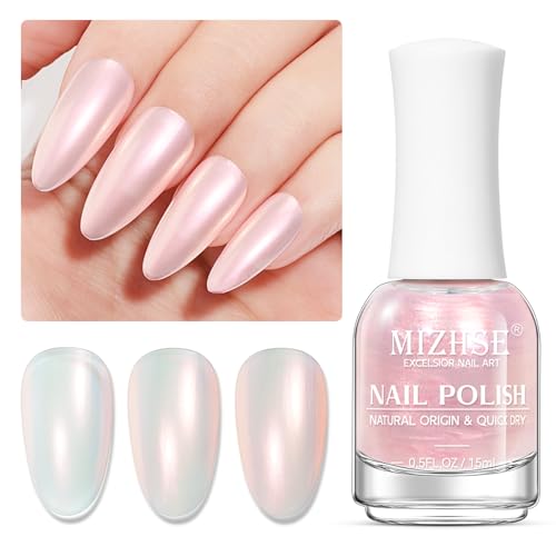 MIZHSE Nagellack Rosa Nagellack Glitter Nagellack Schnelltrocknend Aurora Glitter Holographic Nagellack Waterbased Peel-Off Nail Polish Nageldesign Set DIY zu Hause Salon 15ml von MIZHSE