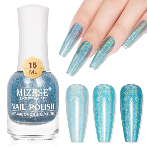 MIZHSE Nagellack Schnelltrocknend Laser Nagellack Holographic Laser Nail Polish Regenbogen Shining Glitter Shine Nail Art Long Lasting Nail Polish 15ml (004) von MIZHSE