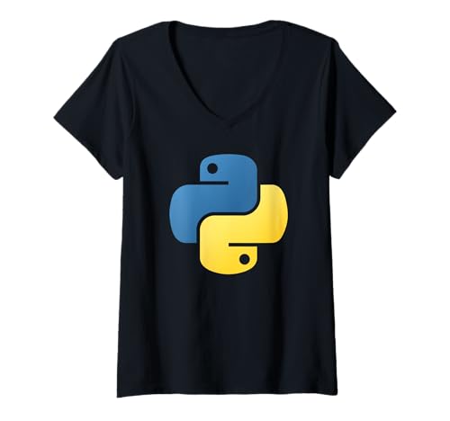 Damen Python Programming Language Logo T-Shirt mit V-Ausschnitt Damen Python Programming Language Logo T-Shirt mit V-Ausschnitt von MIftees Software Developer Tees