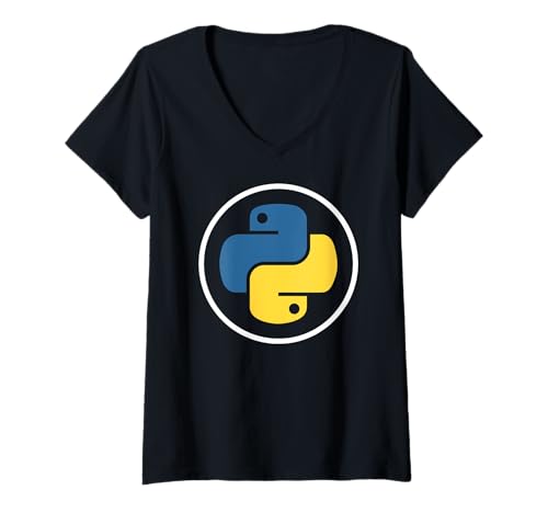 Damen Python Programming Language Logo T-Shirt mit V-Ausschnitt Damen Python Programming Language Logo T-Shirt mit V-Ausschnitt von MIftees Software Developer Tees