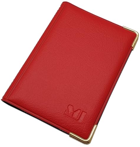 Exclusives Kredit- und Visitenkartenetui mit Schutzecken aus Metall 12 Fächer MJ-Design-Germany Made in EU Designs (Design 1 / Rot) von myledershop