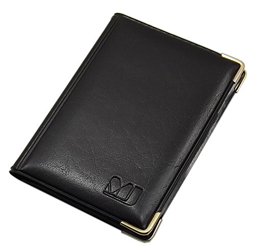 Exclusives Kredit- und Visitenkartenetui mit Schutzecken aus Metall 12 Fächer MJ-Design-Germany Made in EU Designs (Design 1 / Schwarz) von myledershop