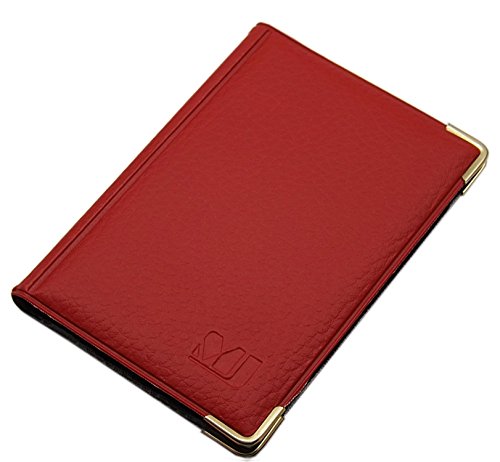 Exclusives Kredit- und Visitenkartenetui mit Schutzecken aus Metall 12 Fächer MJ-Design-Germany Made in EU Designs (Design 2 / Rot) von myledershop