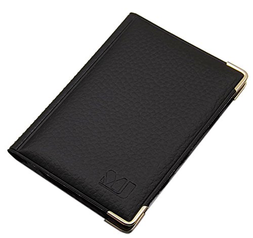 Exclusives Kredit- und Visitenkartenetui mit Schutzecken aus Metall 12 Fächer MJ-Design-Germany Made in EU Designs (Design 2 / Schwarz) von myledershop