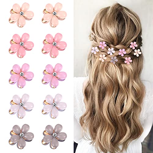 MJARTORIA 10/20 Pcs Mini Pearl Hair Clips, Mini Flower Claw Clips with Beads, Mini Hair Butterfly Clips Decorative Hair Accessories for Women Girls Birthday Party Wedding(10Pcs Blume B) von MJARTORIA