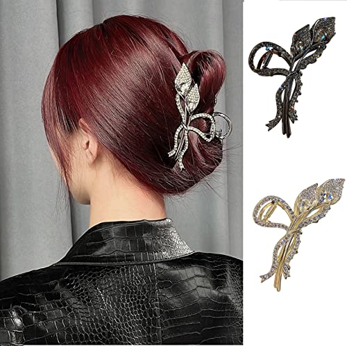 MJARTORIA 2/3 Stück Haarklammern, Blumen Metall Haarspangen für Damen, Schmetterling Rutschfeste Große Haarkrallen Clips für Dünnes Haar Mädchen Dickes Haar Accessoires von MJARTORIA