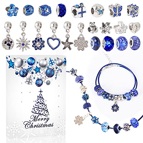 MJARTORIA Adventskalender Schmuck für Mädchen 2025 Weihnachtskalender Teenager 24 Überraschungen Überraschungspaket mit Armkette Kette Charms Schmuck Selber Machen Set Anhänger von MJARTORIA