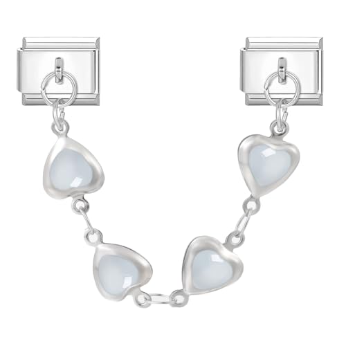 MJARTORIA Italian Charm Bracelet Charms Anhänger Abnehmbar 9mm Edelstahl Silber Module für Italienische Armband Glieder Charms Armbänder Geschenk für Damen Mädchen Diamant Weiß von MJARTORIA