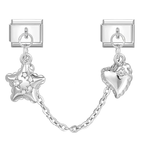 MJARTORIA Italian Charm Bracelet Charms Anhänger Abnehmbar 9mm Edelstahl Silber Module für Italienische Armband Glieder Charms Armbänder Geschenk für Damen Mädchen Herz Silber von MJARTORIA