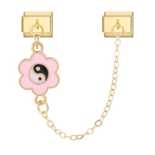 MJARTORIA Italian Charm Bracelet Charms Anhänger Gold Abnehmbar 9mm Edelstahl Bunt Module für Italienische Armband Glieder Charms Armbänder Geschenk für Damen Mädchen Rosa Tai Chi MJARTORIA Italian Charm Bracelet Charms Anhänger Gold Abnehmbar 9mm Edelstahl Bunt Module für Italienische Armband Glieder Charms Armbänder Geschenk für Damen Mädchen Rosa Tai Chi von MJARTORIA
