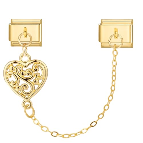 MJARTORIA Italian Charm Bracelet Charms Anhänger Gold DIY Abnehmbar 9mm Edelstahl Module für Italienische Armband Glieder Charms Armbänder Geschenk für Damen Mädchen Gemustert Gold von MJARTORIA